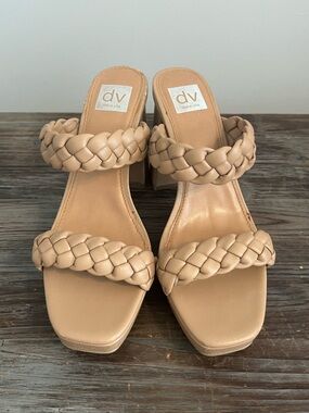 dv by Dolce Vita Peggy Beige Braided Strap Heeled Sandals
